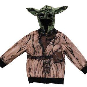 Youth Star Wars Yoda Zip Up Hoodie Costume Sweatshirt Mask Hood XL